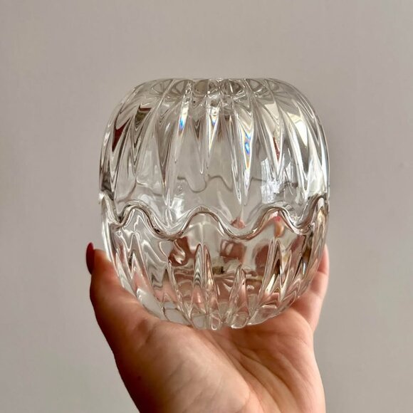 Vintage 60s 70s Zajecar Crystal Bowls Scalloped Cut Glass Candy Dish Fairy Light - Picture 1 of 10